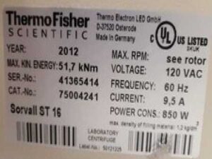 Thermo Scientific Sorvall ST16 Centrifuge w/ 75003658 Rotor 4x 75003659 Buckets,