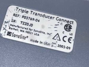 Sonosite Triple Transducer Connect P/N: P03769-04 And P00351-05 On Metal Part