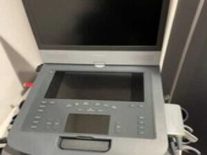 Used Edan Acclarix AX4 portable ultrasound with tranducer with Rolling Cart