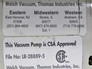 Welch 8910 Vacuum Pump 1603007402 1/4HP 3450RPM 120V 60Hz 40C Used (3363071)