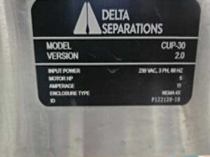 DELTA SEPARATIONS CUP-30 ETHANOL EXTRACTOR JACKETED CENTRIFUGE POWER SUPPLY PANE